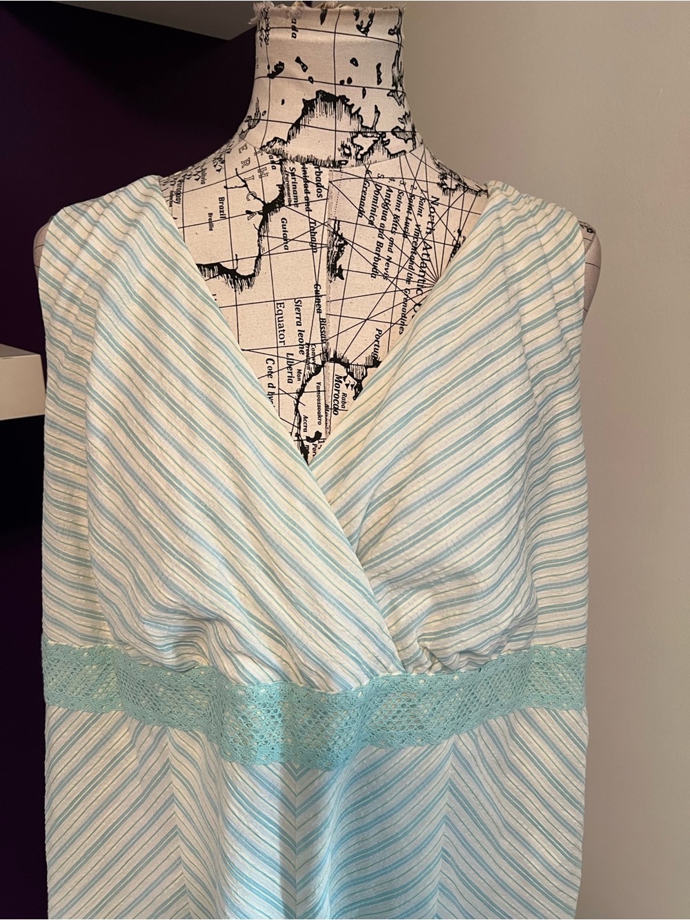 Studio 1940 Pastel Blue and White Striped Plus Size Midi Dress NWT - Picture 2 of 11